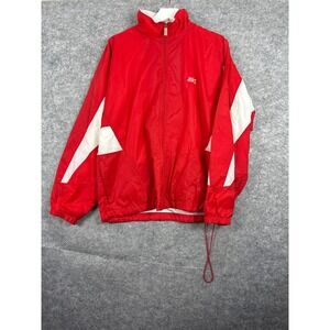 Vintage Asics Windbreaker Jacket Red White Colorblock Full Zip Men L Vented Back